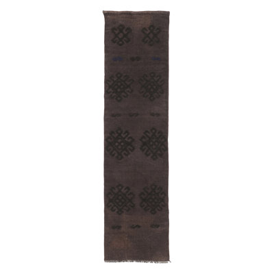 Rug & Kilim's Contemporary Turkish Runner In Dark Taupe & Charcoal Medallion