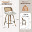 Tabouret de comptoir pivotant 26 po Mid-Century avec siège rembourré et dossier en rotin-2060284120