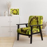 Green Kiwi Seeds And Inside Pattern - Upholstered Contemporary Accent Arm Chair