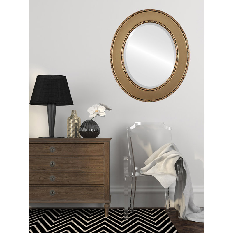 Richas Oval Mirror, 45" H x 35" W, Desert Gold