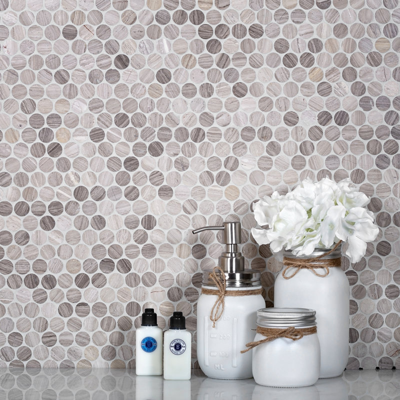 12.3" x 11.3" Wood Penny Round Mosaic Wall & Floor Tile