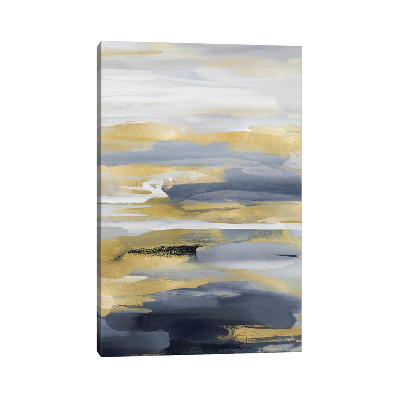 Intuition Blue And Gold II by Jackie Hanson - Wrapped Canvas Print, 30.48 cm H x 45.72 cm W