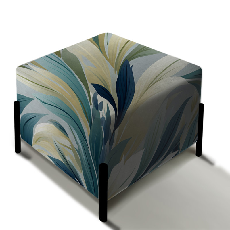 Coastal Symphony Tropical Pattern I - Tropical Square Ottoman
