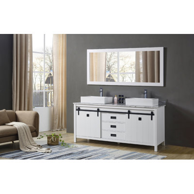 72'' Double Bathroom Vanity with Marble Top