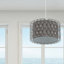 Luminaire suspendu en métal argenté 14 "avec abat-jour en tissu