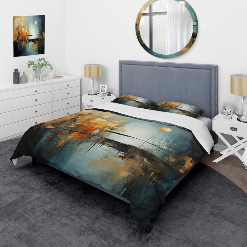 Ensemble de housse de couette en microfibre / polyester Teal Orange Bold Energy I Bedding