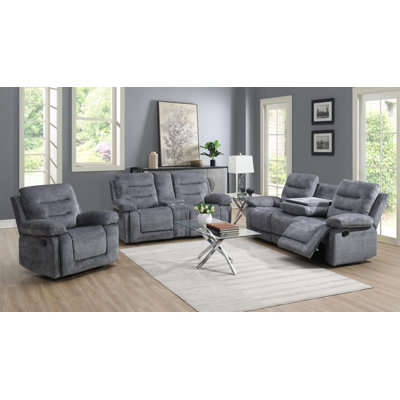 Upholstered Home Theater Seating with Cup Holder