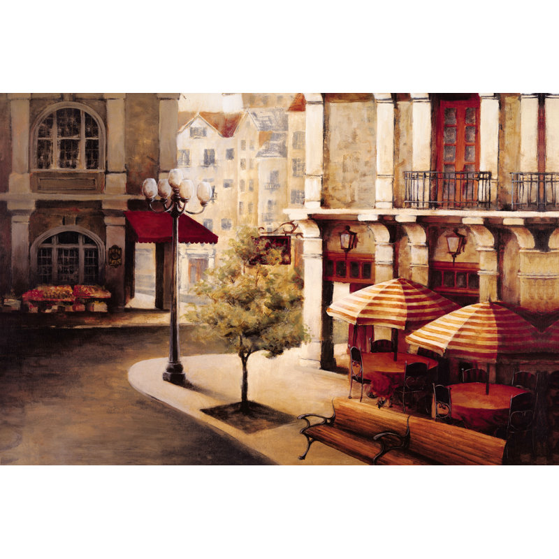 Bistro Street Scene - Wrapped Canvas Painting, 30cm H x 46cm W x 3.8cm D
