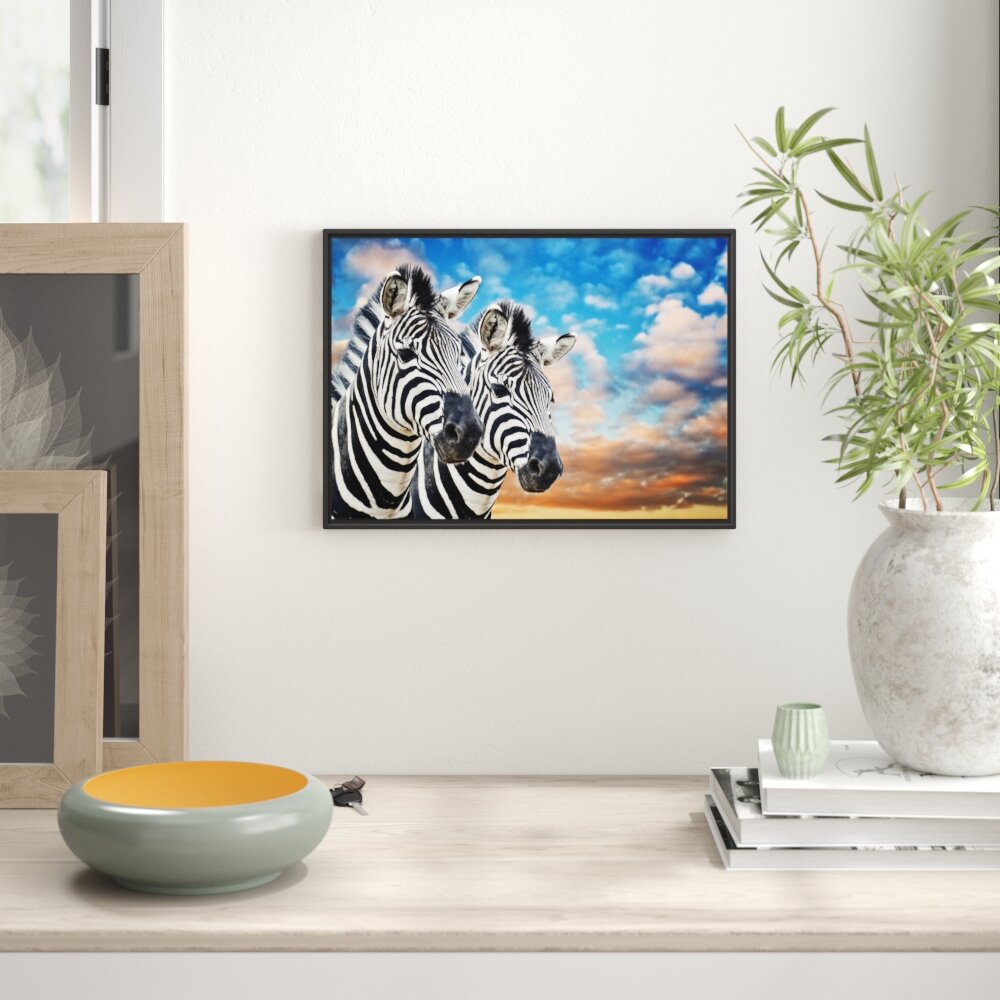 Gerahmtes Wandbild Zebra Pärchen