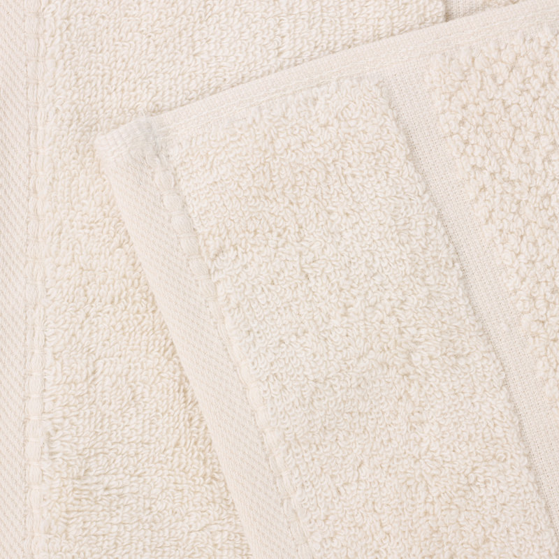 Mile Smart Twist Viscose Cotton Blend Medium Weight Solid Thick Border Towel Set, Ivory