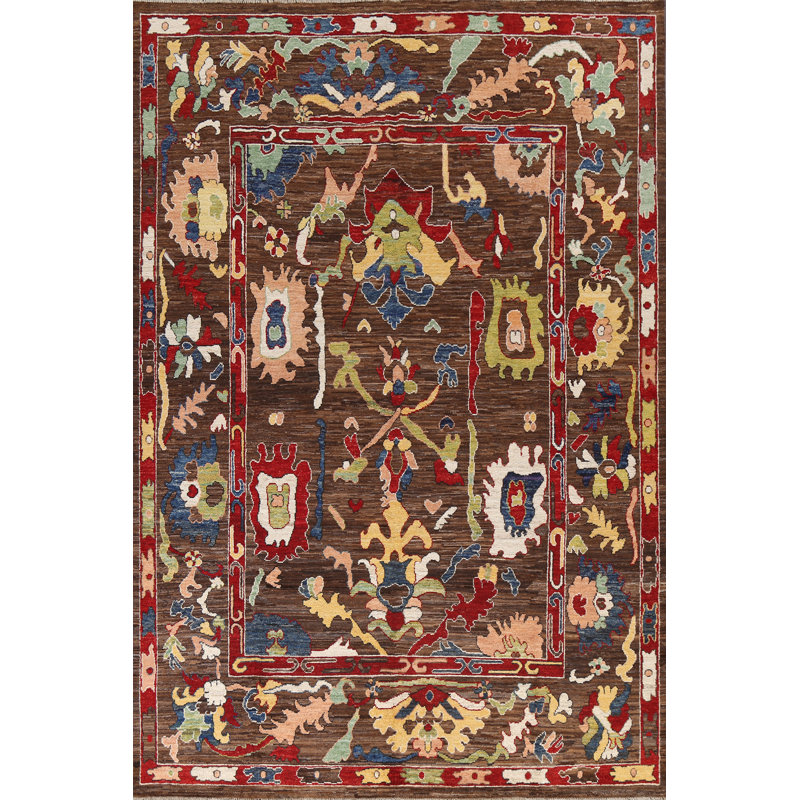 Tapis brun en laine à teinture végétale Ziegler 8 x 10
