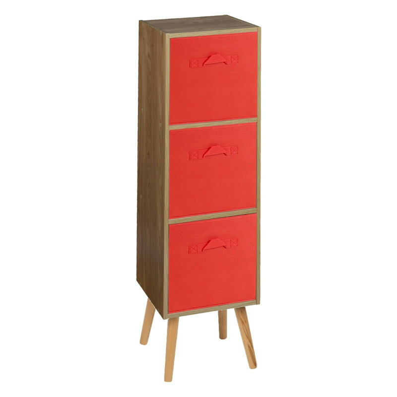 Corto 100cm H x 30cm W Wood Standard Bookcase, Oak/Red/White