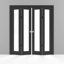 Portes coulissantes doubles pliantes pour placard 96 po x 80 po (4 x 24 x 80 po) Lucia 2166 Noir mat avec verre transparent, rails robustes, moulures, garnitures, quincaillerie, portes de placard de chambre en bois massif-87388719
