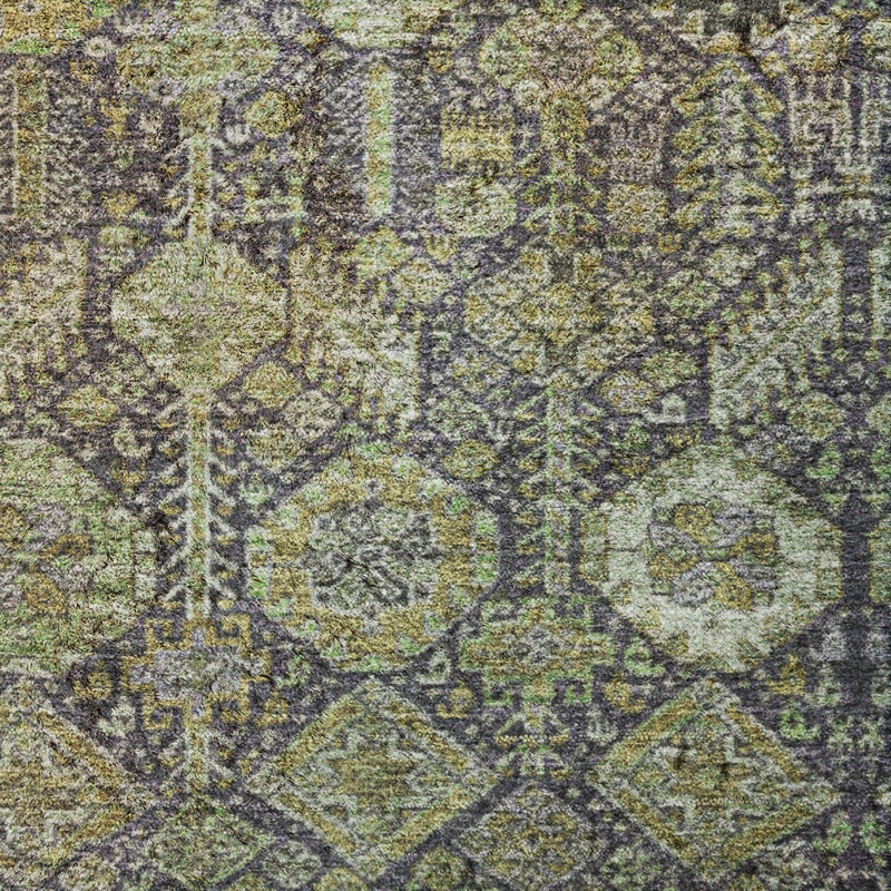 Premium Machine Washable Dream Shag ADS574 Bohemian Rug, Green, 2'6" x 3'10"