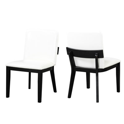 All Comfort Padded Seats In Black Wood And White Glossy Pu Leather Dining Chairs Modern Walnut Hardwood Elegant