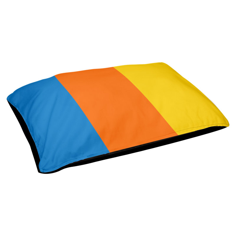 Coussin pour chien Tampa Bay, Moyen (H 9,5 po x l 28 po x P 18 po), Bleu / Rouge-orange / jaune