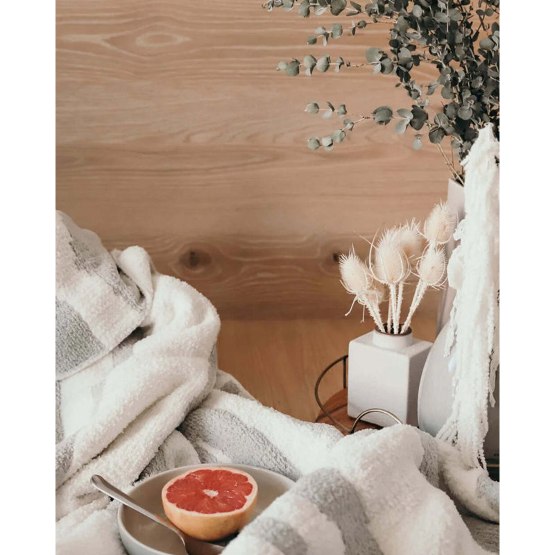 Woodland Throw Blanket, Cloud Gray/Off White Abstract