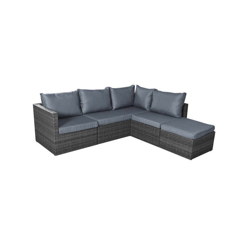 Esmerelda Rattan Wicker 6 - Person Seating Group with Cushions