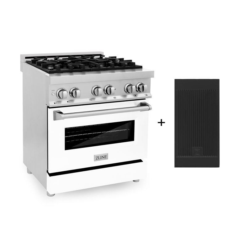 ZLINE 30" Legacy Dual Fuel Range w/ 4 Burners & Griddle w/ Oven & White Matte Door