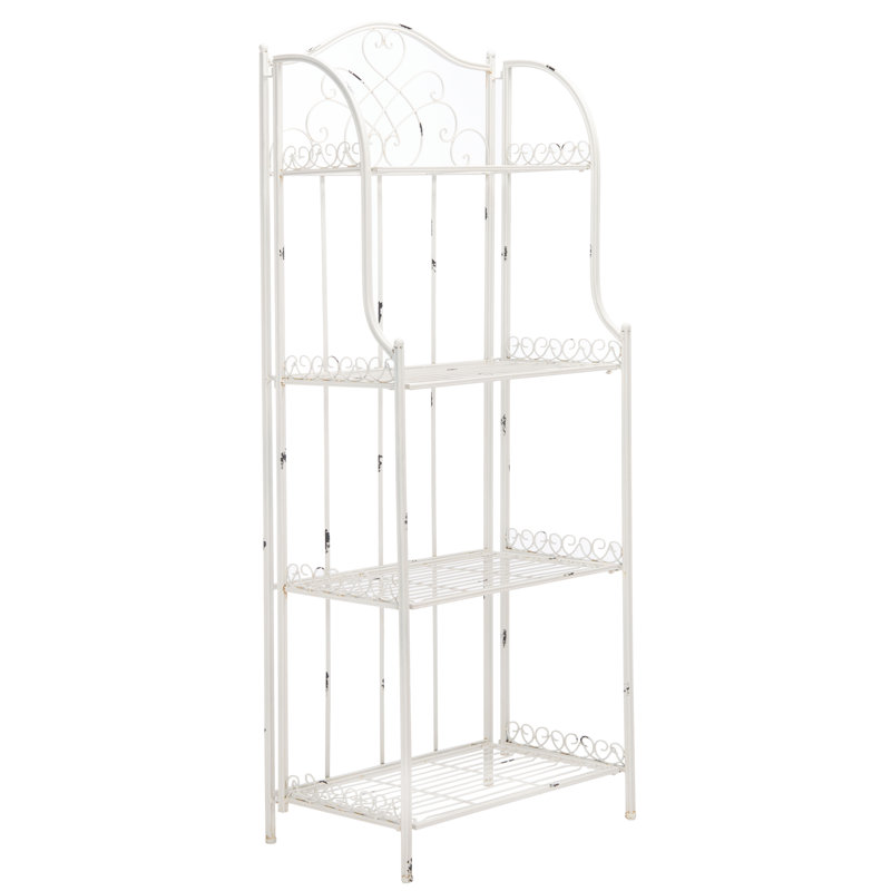 Amaris Wrought Iron 4-Tier Outdoor Bakers Rack, White