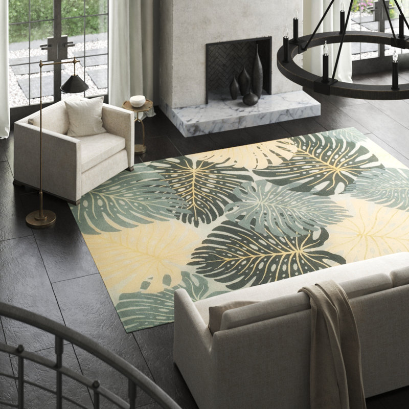 Wool Floral Area Rug, Rectangle 2' x 3'
