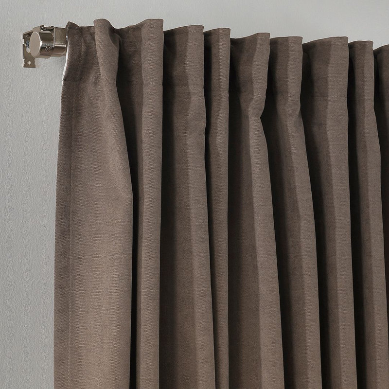 Blackout Thermal with Liner Extra Long & Extra Wide Decorative Curtain Single Panel, Tan, 140cm Width x 375cm Drop
