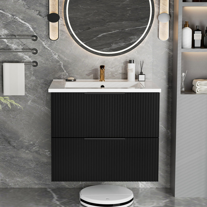 Bathroom Cabinet With Two Storage Drawers, Black