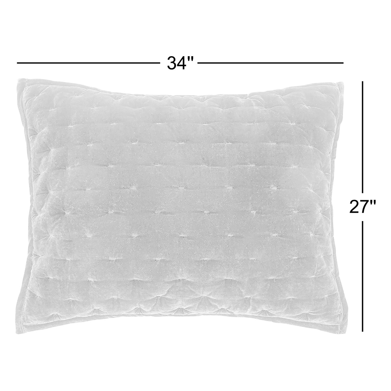 Stella Solid Quilted Faux Silk Velvet Romantic Western Decorative Pillow Sham, King, Teal