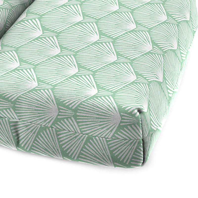 72" x 22" Outdoor Chaise Lounge Cushion with Ties and Loop, Lugana Seagreen Ikat
