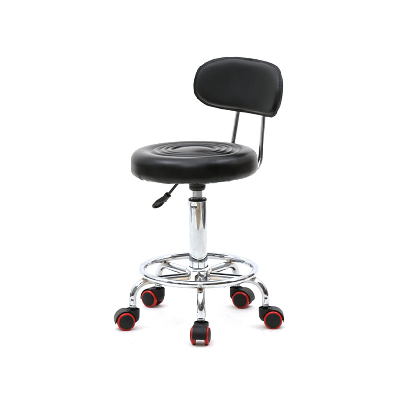 Backed Adjustable Height Ergonomic Lab Stool Wheels, Black