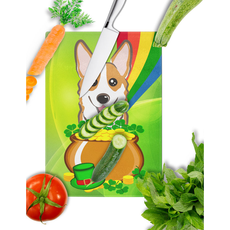 Planche à découper en verre trempé st. patrick de the caroline, Corgi rouge