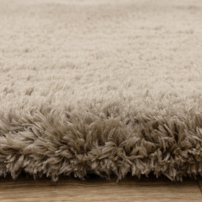 Tachiana Hand Tufted Shaggy Taupe Area Rug