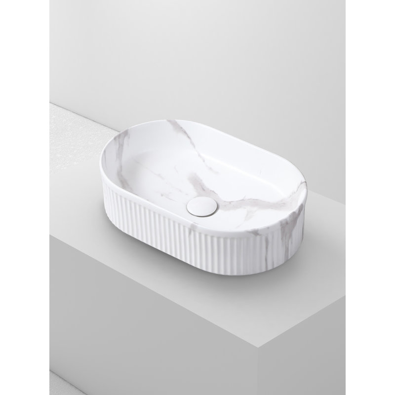 Ivy Bronx Conal 500mm L x 310mm W Ceramic Oval Sink, Calacatta