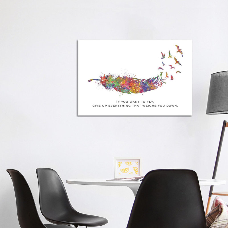 Feather Quote Landscape by Genefy Art - Wrapped Canvas Print, 101.6 cm H x 66.04 cm W x 3.175 cm D