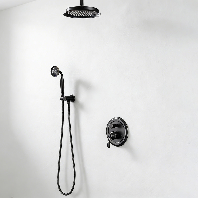 Système de douche de pluie au plafond, pomme de pluie de 9 pouces et douchette, Bronze frotté à l'huile