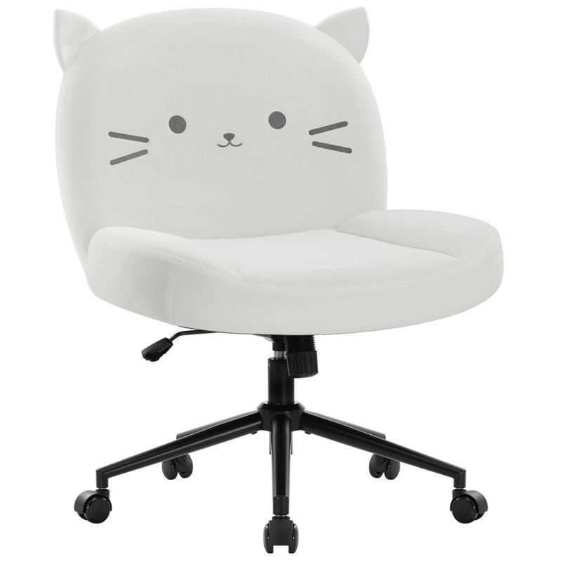 Stephine Velvet Office Chair, White