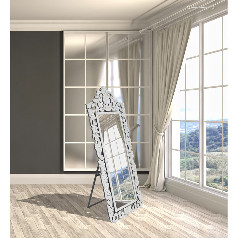 Elegant Full Length Rectangular Wood Framed Cheval Mirror