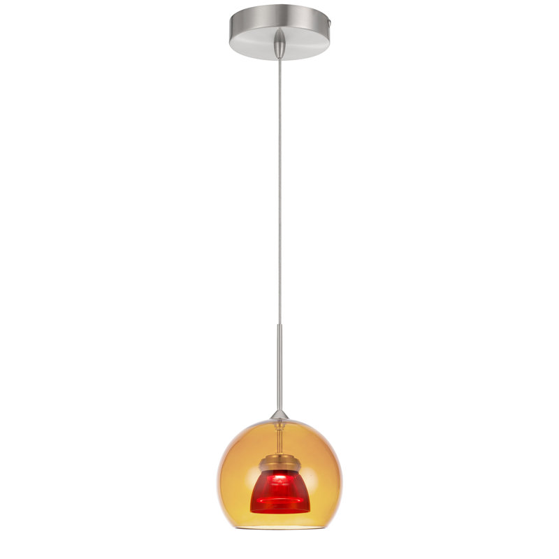 Mini suspension DEL en verre, 29 cm de hauteur, rouge ambré, 6 W, 450 lumens, 3000 K, à intensité variable, Ambre / rouge