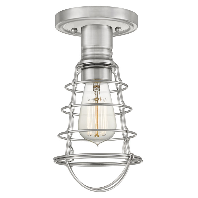 Plafonnier semi-encastré 1 lumière 5,5 po, Nickel brossé