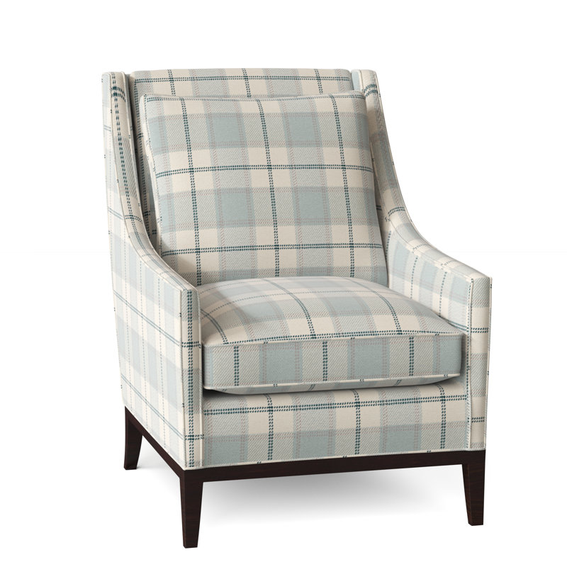 Fauteuil à housse de coussin de 37 po de large Eastside, Bleu sarcelle Rema, Noyer noir