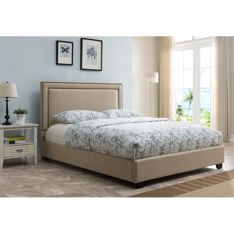 Kharbanda Upholstered Headboard, Full/Queen, Taupe Linen