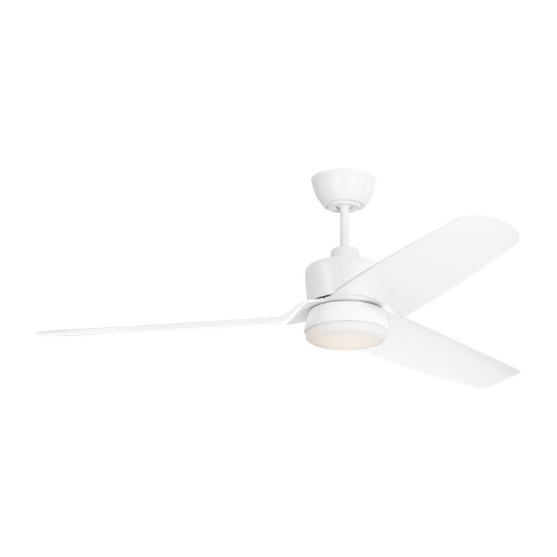 Thibeault Indoor Ceiling Fan with Threaded Downrod, Matte White ABS blades and Handheld Remote, Matte White/Matte White