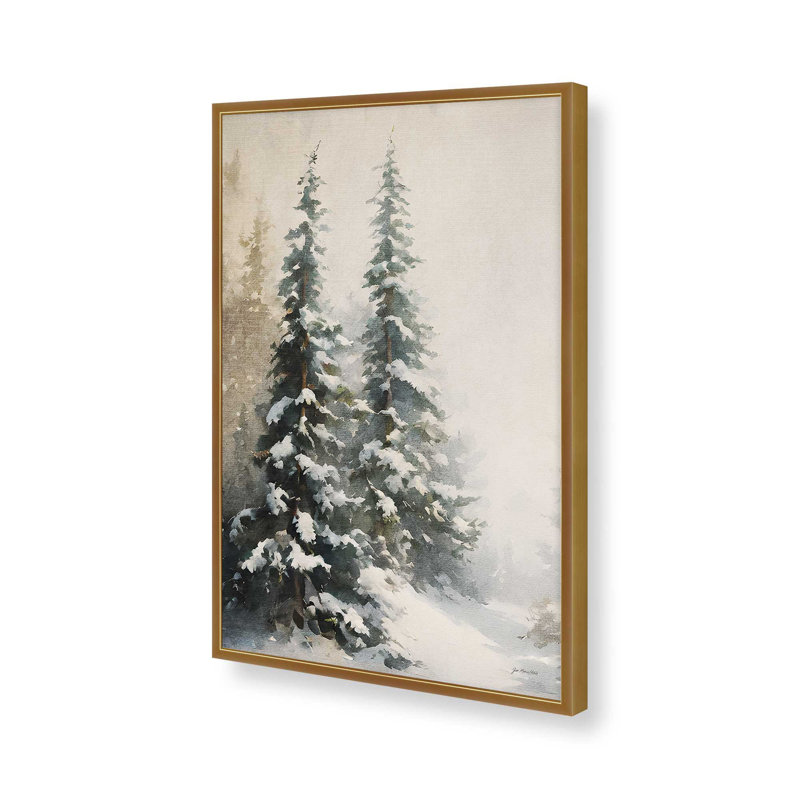 «Winter Pines I» par Jo Moulton, reproduction d'art sur toile, H 17,5 po x l 13,5 po, Doré