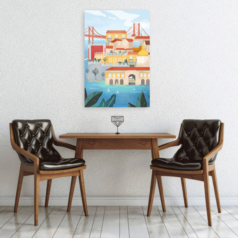 Affiche murale abstraite d'architecture urbaine de Lisabon, H 36 po x l 24 po