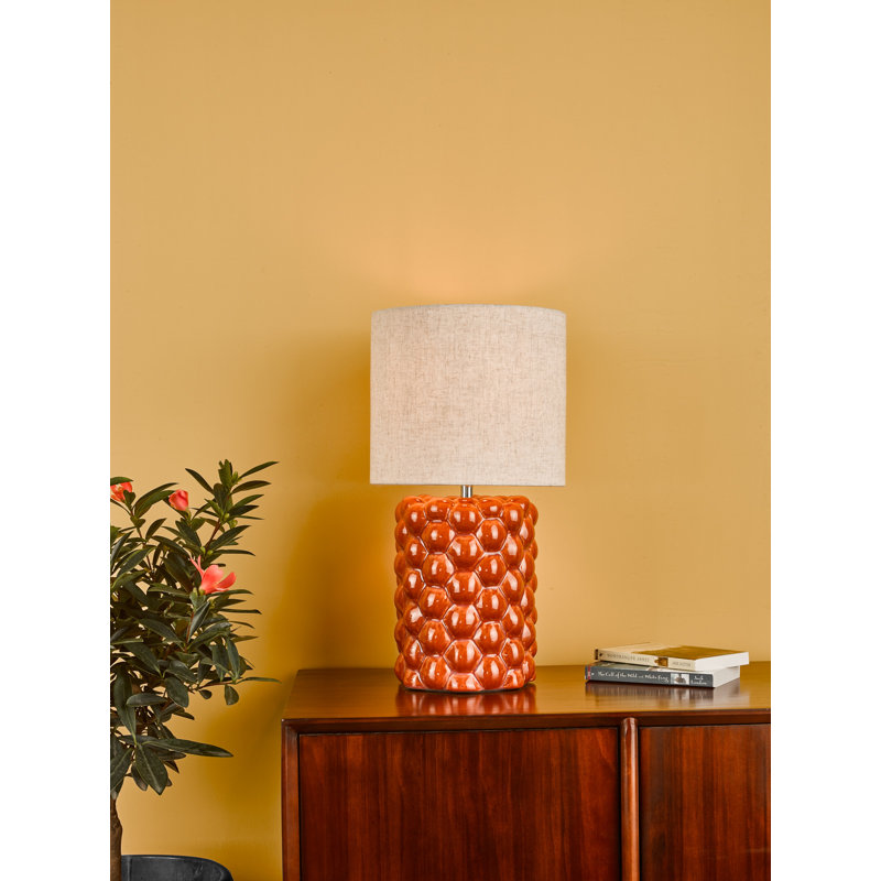 Jayden Table Lamp Glaze With Shade, Orange