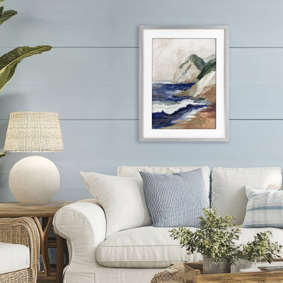 Cliff Next To The Sea Framed Print Under Glass, design by Chromatic Storm Studio