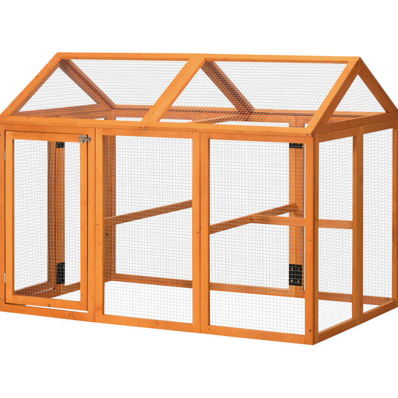 Grand poulailler en bois avec motif tentant, 4,6 pi x 2,8 pi, orange - pour 1 à 3 oiseaux, poulailler