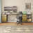 L-Shaped Desk With Power Outlets & USB-C, Industrial Computer Desk With 6 Fabric Drawers