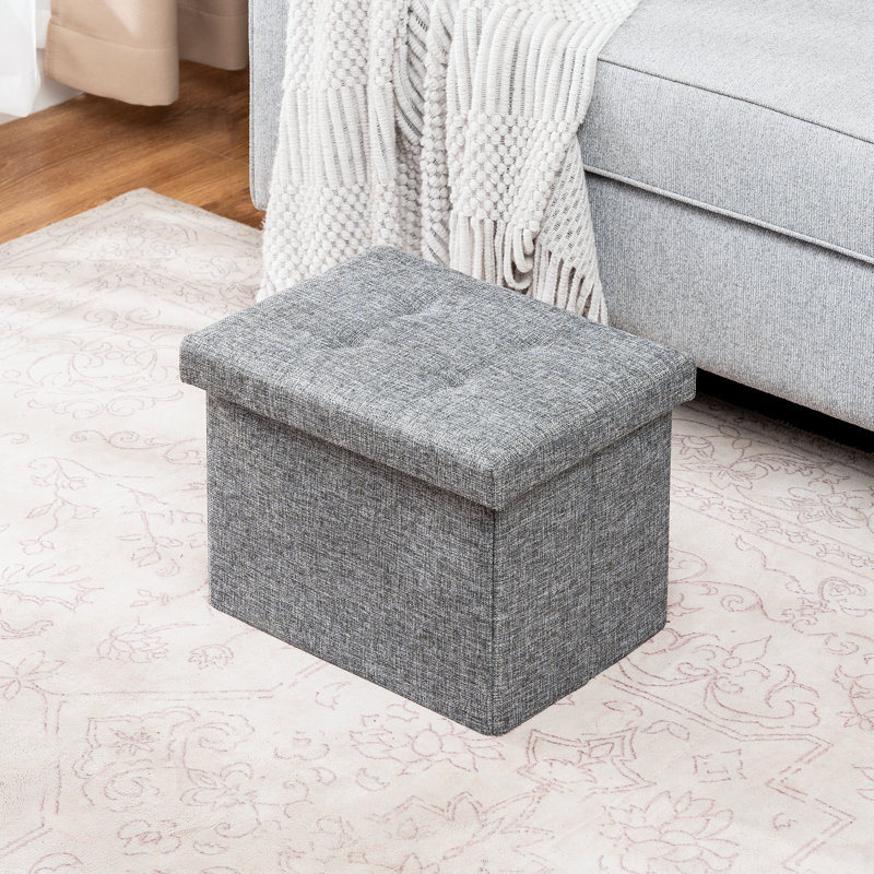Repose-pieds de rangement pliable avec couvercle réversible, Gris