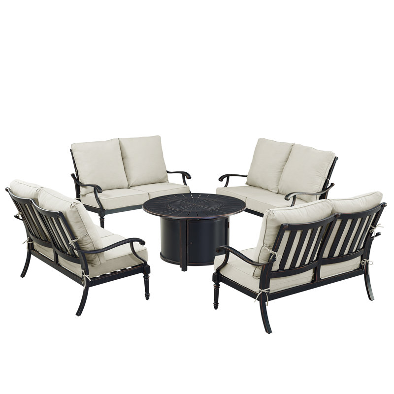 Ensemble de conversation d'extérieur pour 8 personnes avec coussins Paikea, Gris clair